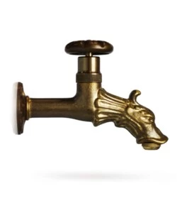 RUBINETTO PER FONTANA DA GIARDINO IN OTTONE BRUNITO CON ROSONE R3 DA 1/2" - KAM